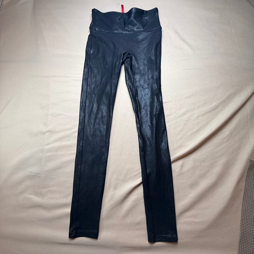 Spanx Faux Leather Leggings Black High Waist Shaping Small 2019PR